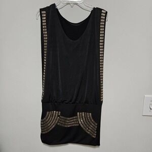Black Tunic Gold Accents Greek Goddess Influence Womens Size Small